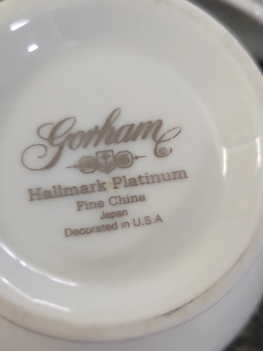 Gorham White Porcelain Teacups with Silver Trim